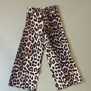 Leopard Print Wide Leg Denim
